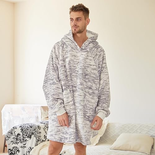 Miniatura 6 de DaysU Manta con capucha para adulto, sudadera Sherpa de gran tamaño para mujeres y hombres, manta con capucha de dos bolsillos