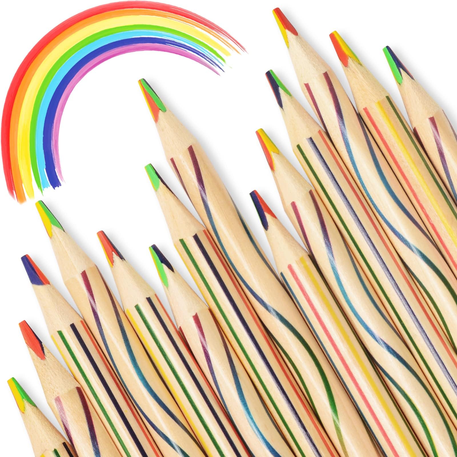 ThEast Party Favors Rainbow Pencils 30 Pieces, Back to School Supplies for Teens, 4 in 1 Colored Pencils for Kids, Goodie Bags Stuffers, Classroom Gifts