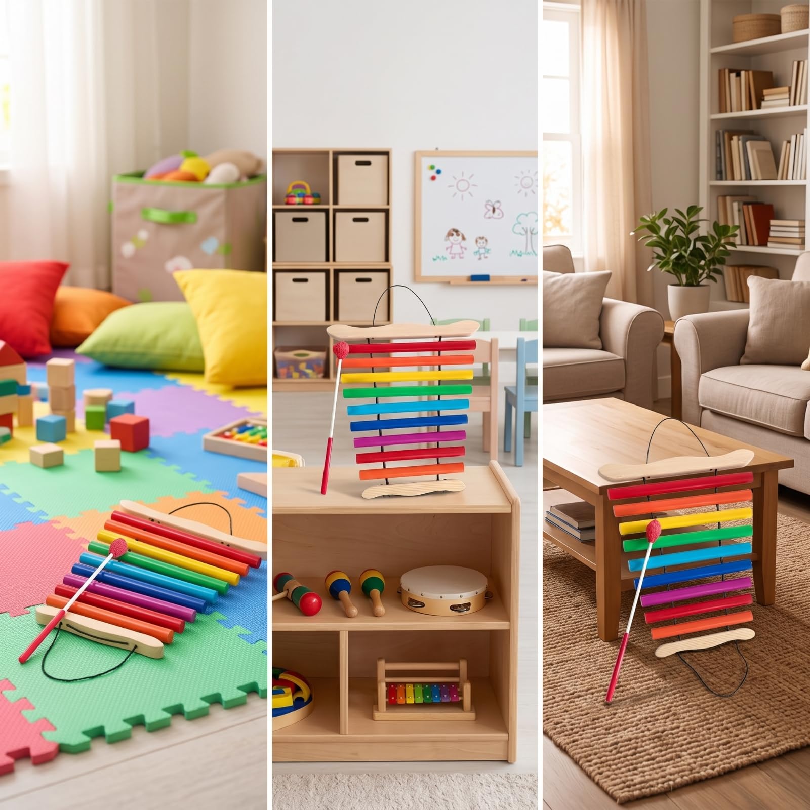 Amagogo Glockenspiel Bambini Xilofono Strumento Percussione Giocattolo Didattico Campanello in Legno E Metallo con Mazzuolo Bicolore Maneggevole Adatto per , Multicolore