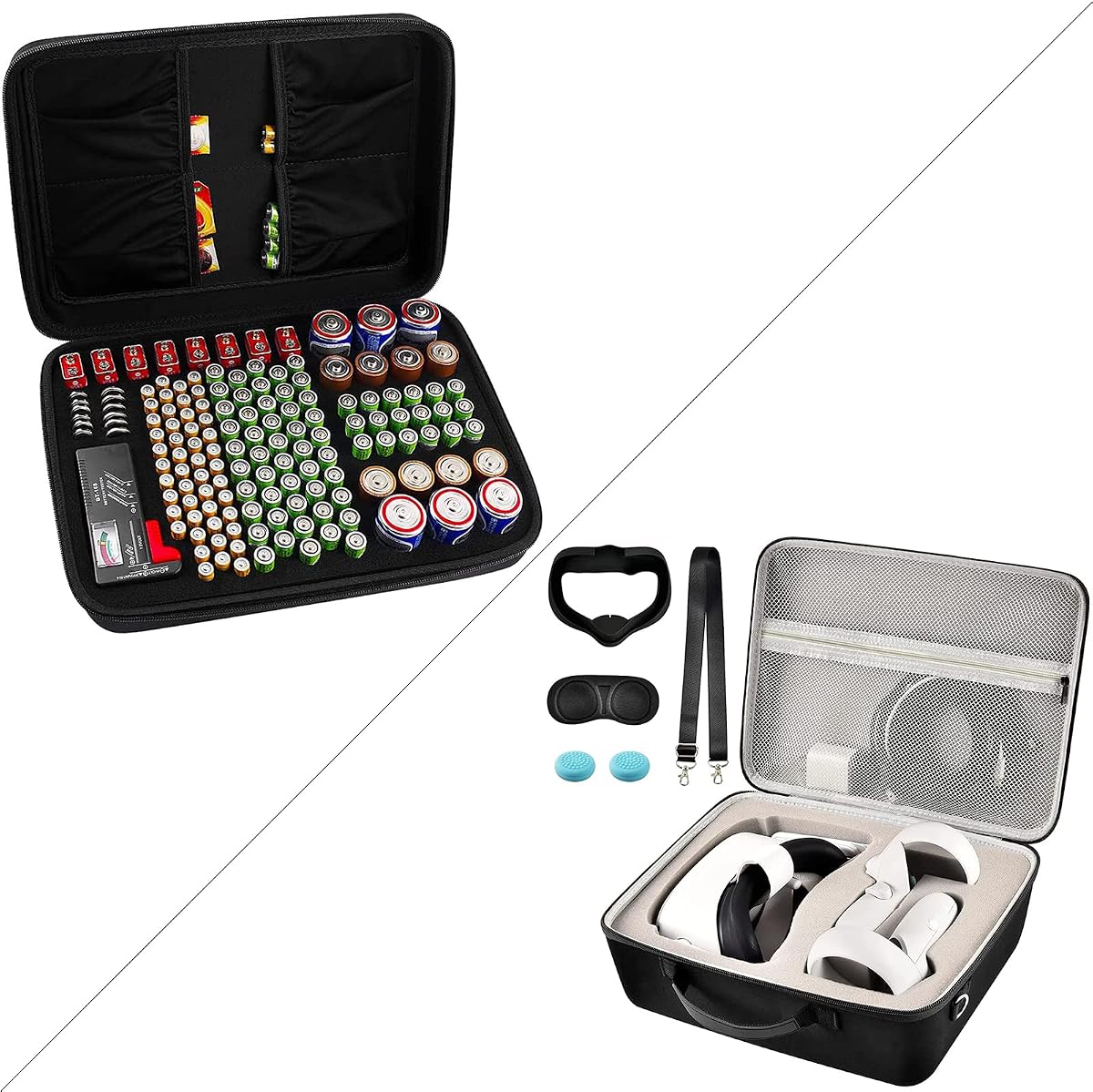 Comecase Caja de almacenamiento organizadora de batería dura con estuche rígido de transporte para auriculares para juegos VR todo en uno Oculus Quest 2 - Paquete de 2