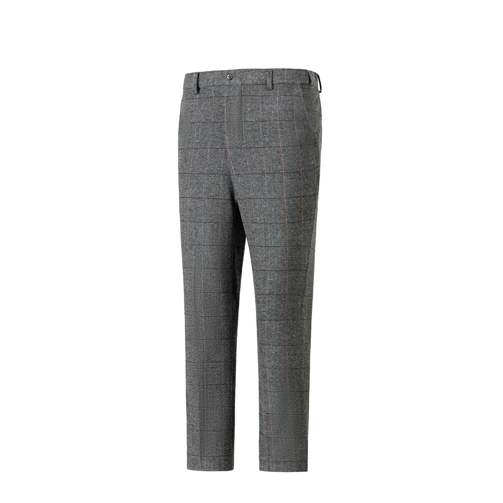 Solovedress Pantalon de costume classique pour homme - Coupe droite - Pantalon à carreaux pour les occasions formelles
