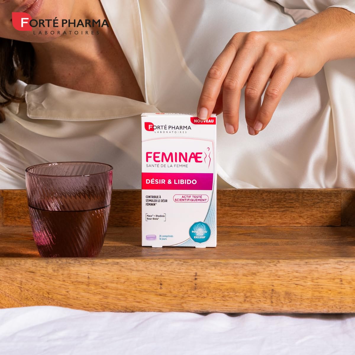 Forté Pharma - Feminae Désir & Libido - Bien etre femme, Libido femme, Fatigue, Régulation hormonale - MACA, Rose biota, Rhodiola, Vitamines - 28 comprimés, 2/jour