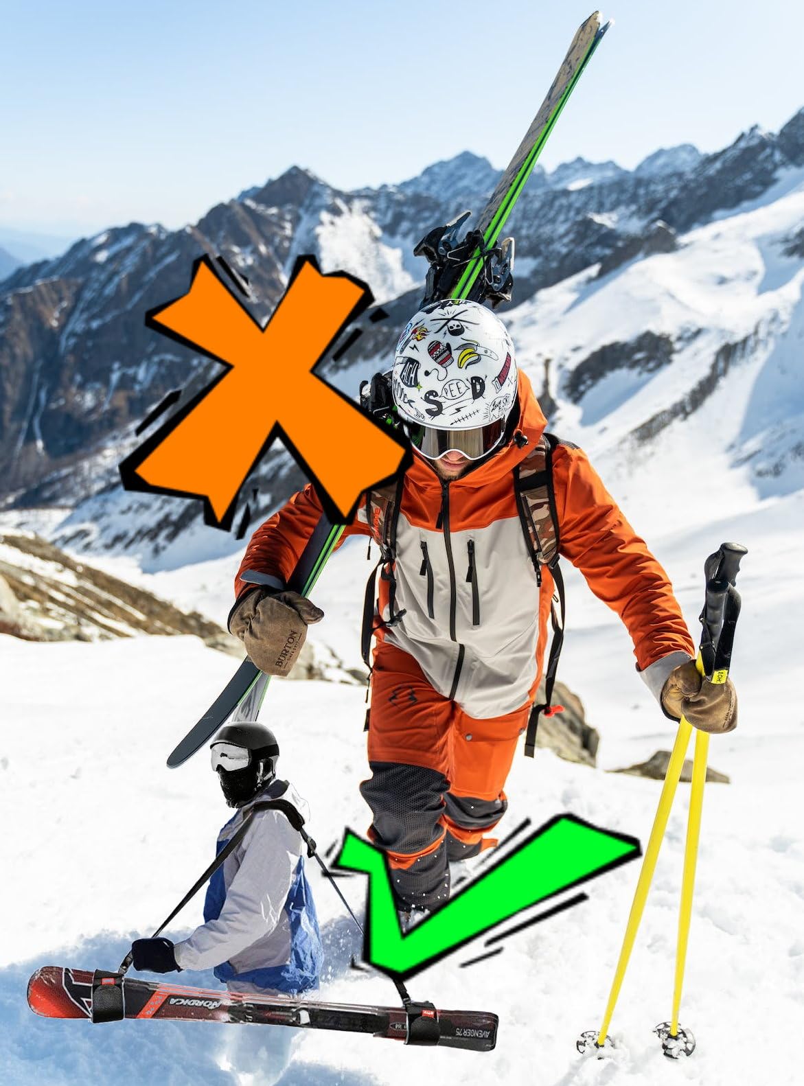 Produktbild von Verstellbare Ski-Gurte „SkiSecure" Mit Klettverschluss - Tragbare Nylon Skibänder Für Sicheren
