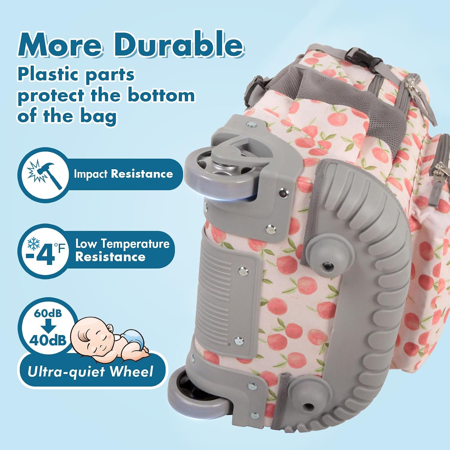 Tilami Rolling Backpack for Kids 18 inch Boys and Girls Laptop Backpack,Peach
