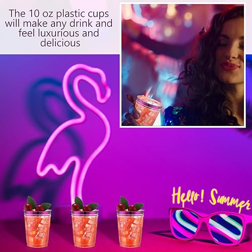 Miniatura 7 de Zubebe 100 vasos desechables de plástico de 10 onzas con borde, vasos de champán transparentes, vasos de doble borde para Mardi Gras, cumpleaños,