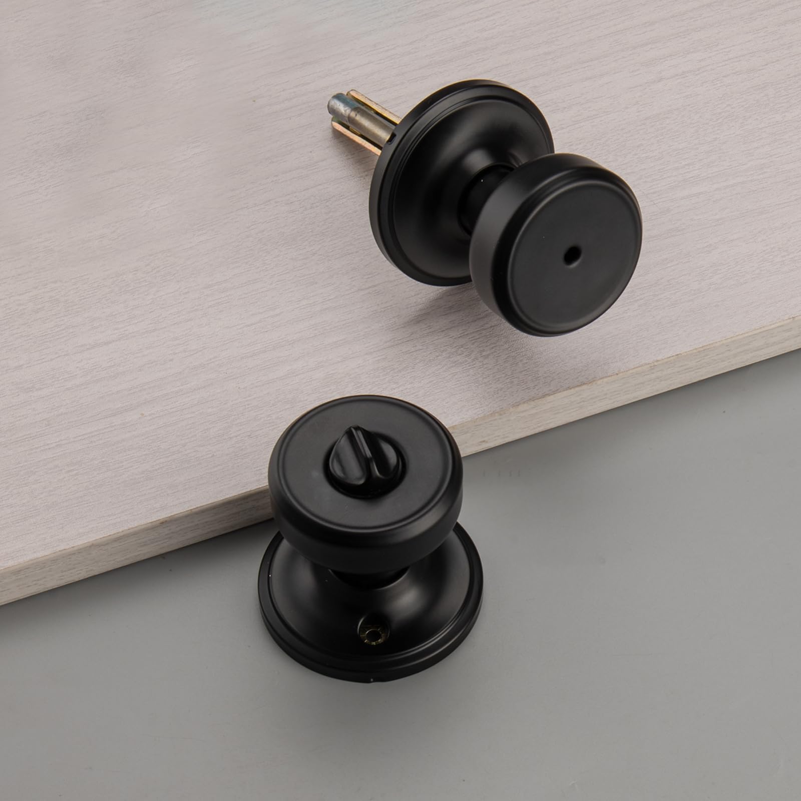 Black Door Knobs with Lock - Privacy Design -6