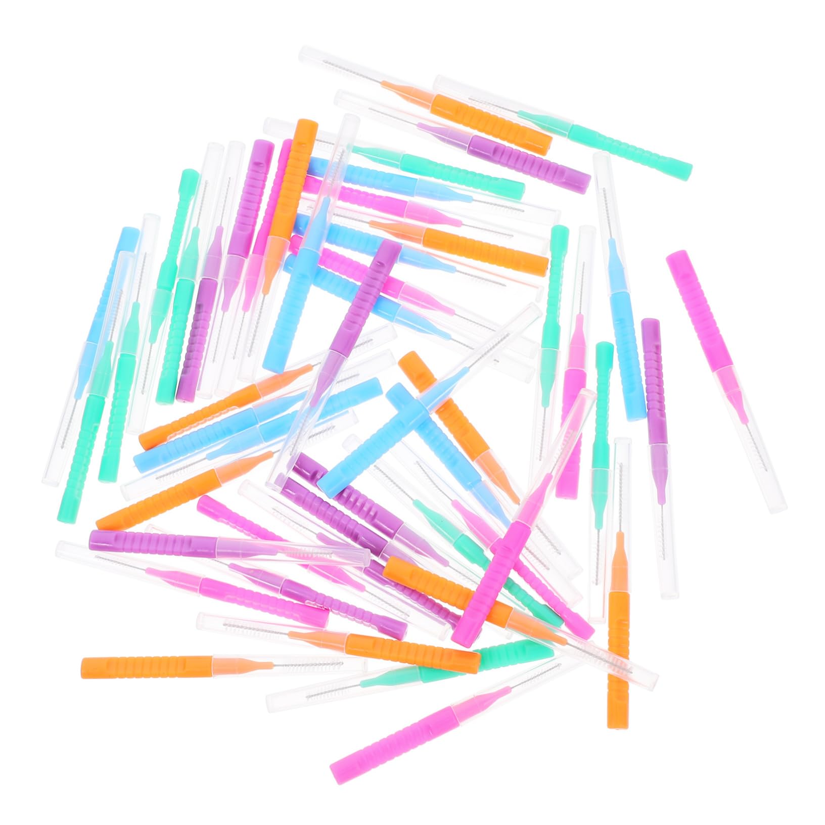 FUNOMOCYA Interdental Brush Set 50pcs Gum Straight Handle for Braces Gentle Bristles Sturdy