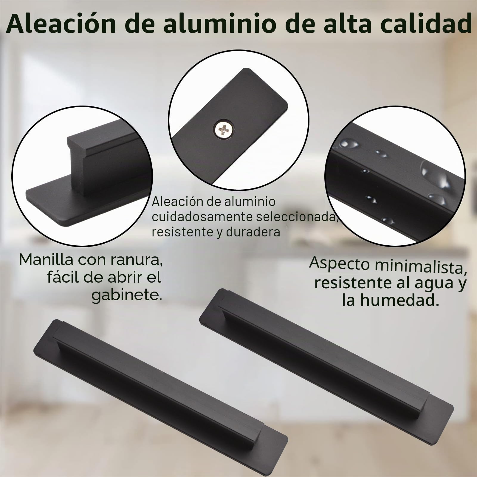 MOROBOR Manija adhesiva adhesiva, 2 piezas de 150 mm de aleación de aluminio para puerta corrediza para puerta de cristal, ventana, cajón, armario