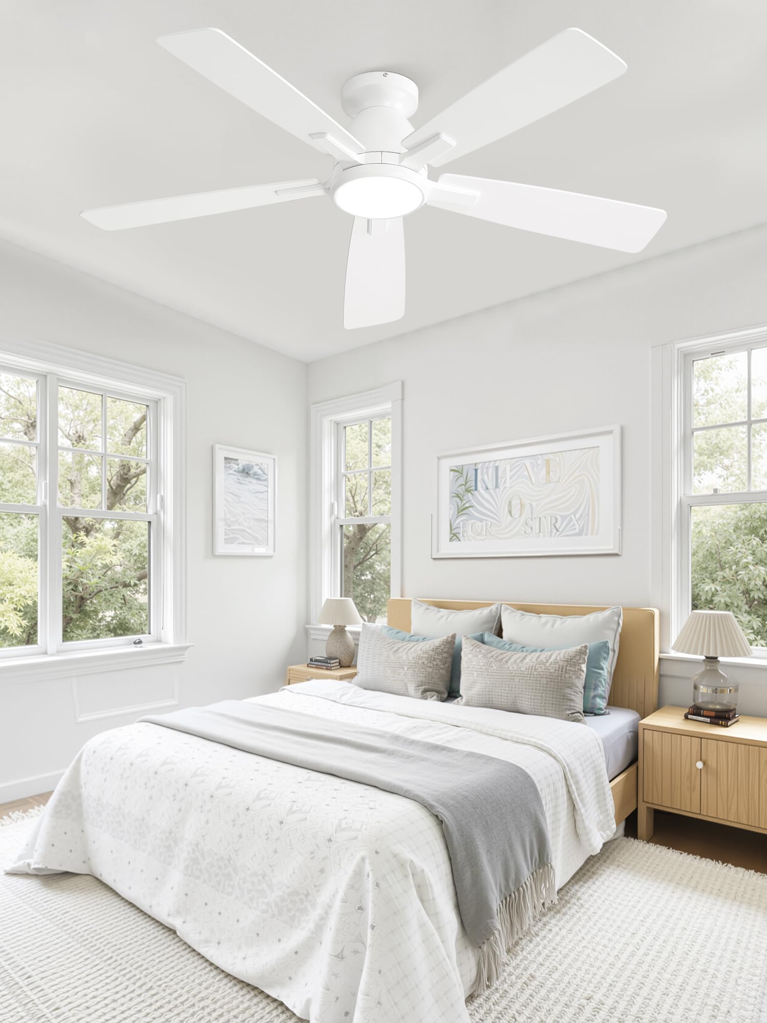 ZMISHIBO Deckenventilator mit Beleuchtung Ø117 cm,Leiser & Reversibler DC-Motor,Einstellbares LED 3000K-6000K,10-100% dimmbar,Ventilatorlampe mit Fernbedienung/App,6 Geschwindigkeiten für Schlafzimmer