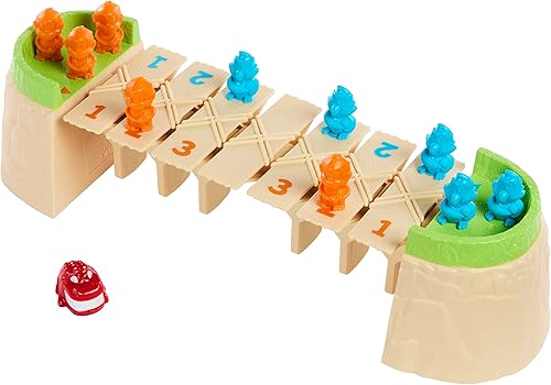 Miniatura 2 de Mattel Games Greedy Gator - Juego para niños para 2 jugadores para familias y fiestas, consigue que los monos atraviesen el puente primero con el