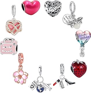 9Pcs Plated Silver Spacer Beads Charms fit Pandora Pendants Bracelet Dangle Pack Set Gold