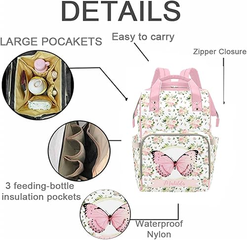 Miniatura 8 de Bolsa de pañales personalizada con diseño de vaca para mujer, mochila de lactancia con nombre personalizado, bolsa de pañales para bebé, niño, niña,
