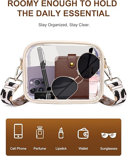 Miniatura 5 de Vangue Bolso transparente para mujer, aprobado en estadios, bolsa cruzada transparente con correa ajustable para conciertos deportivos