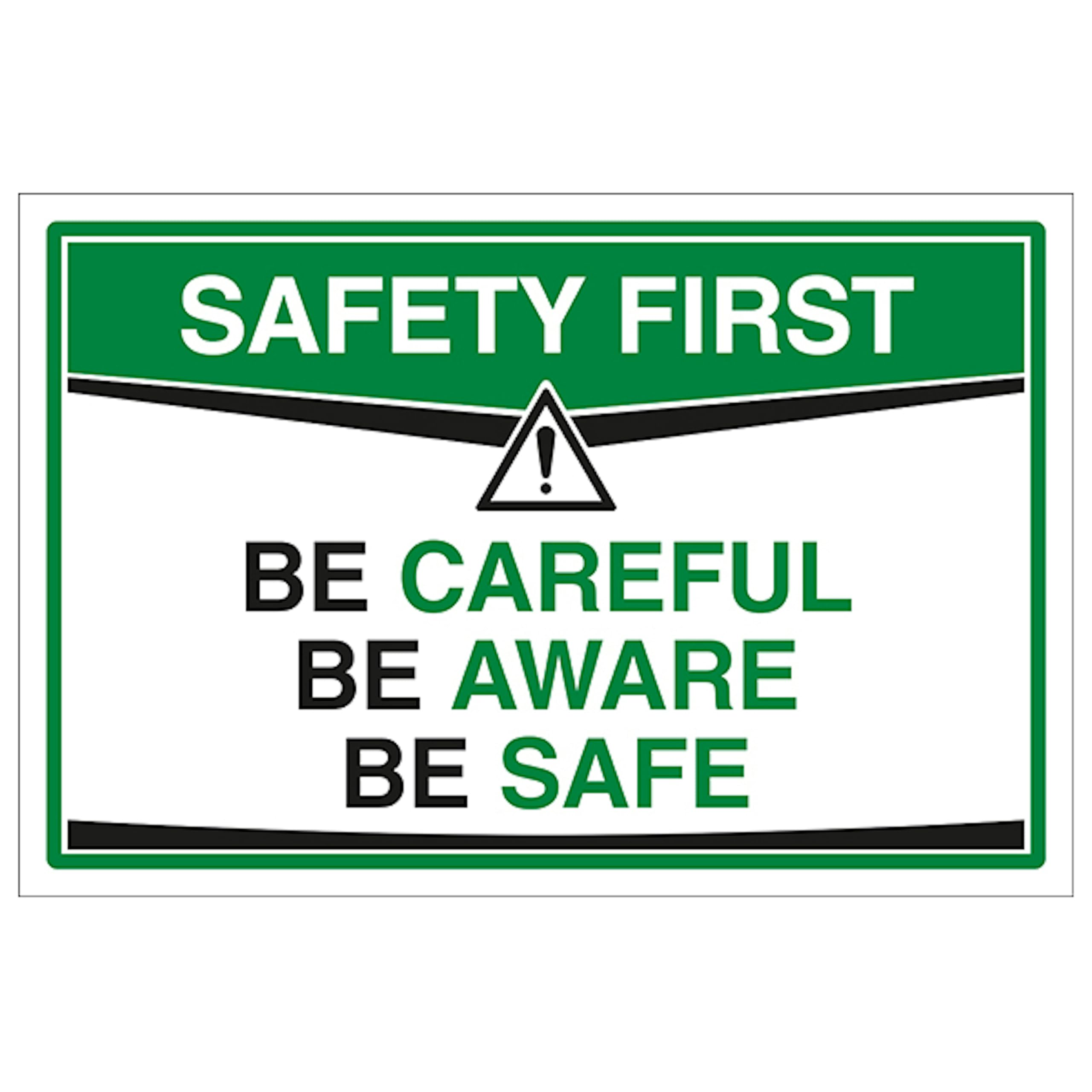 V Safety Be Careful Be Aware Be Safe 300 x 200 mm - 3mm Aluminium Composite Safety Sign