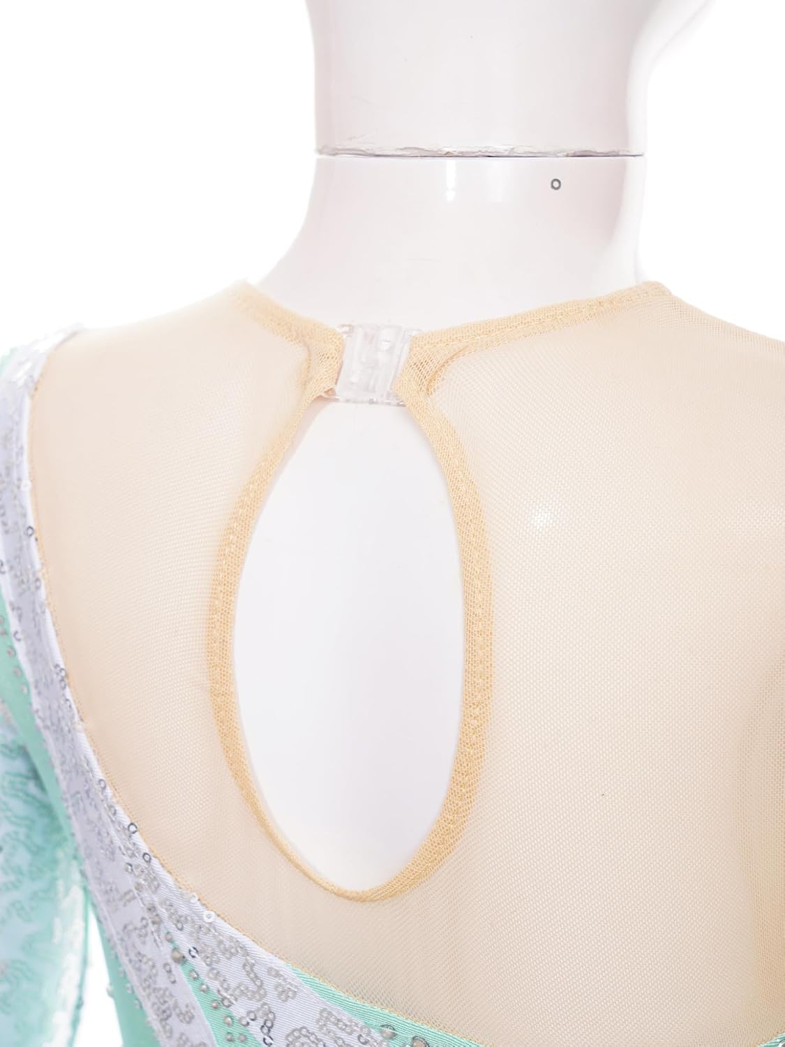 Girls Long Sleeve Figure Skating Dress Sequins Asymmetrical Modern Lyrical Dance Dress for Dance Competitions