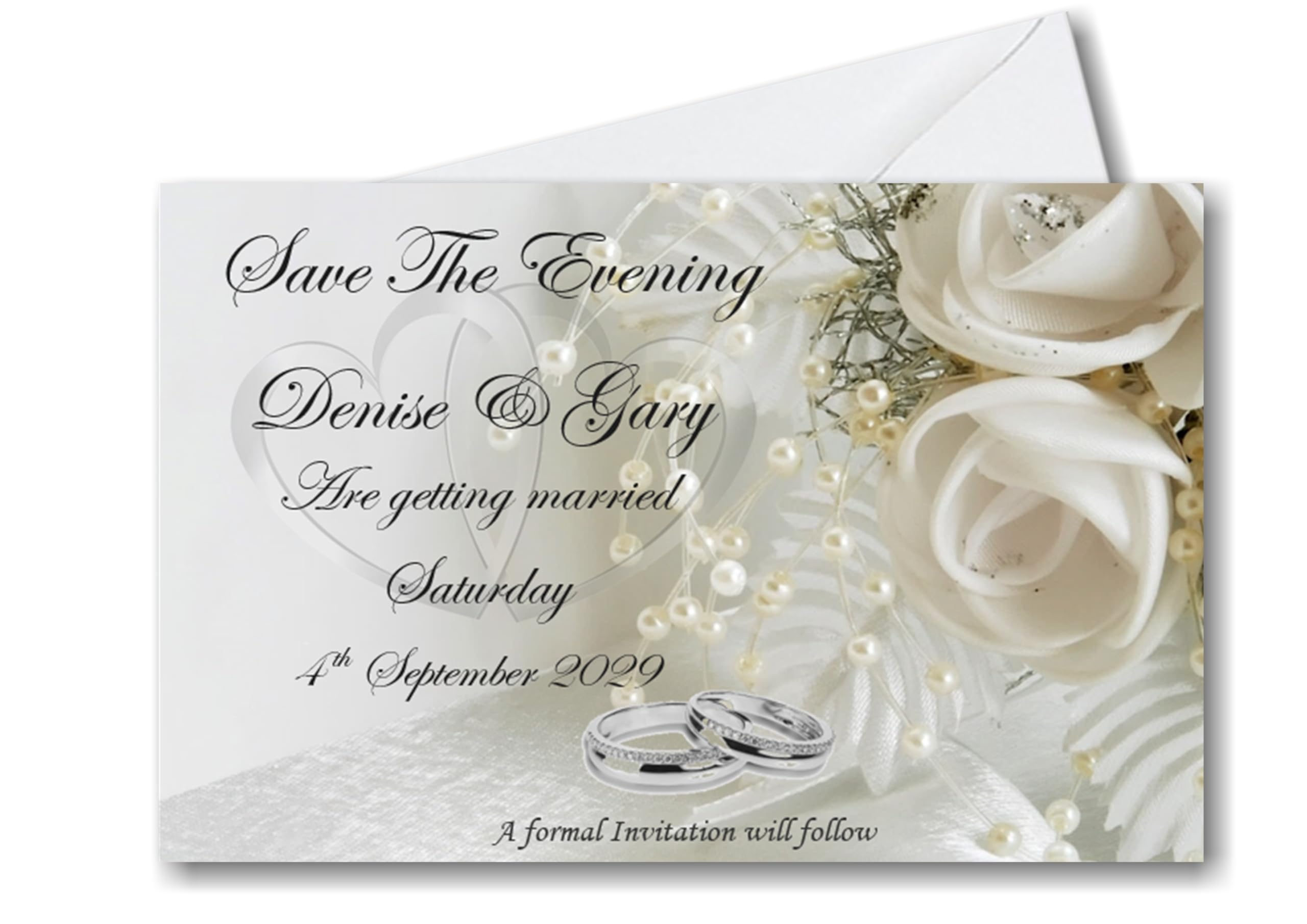 50 Personalised Wedding Save The Evening Cards with Envelopes SE15