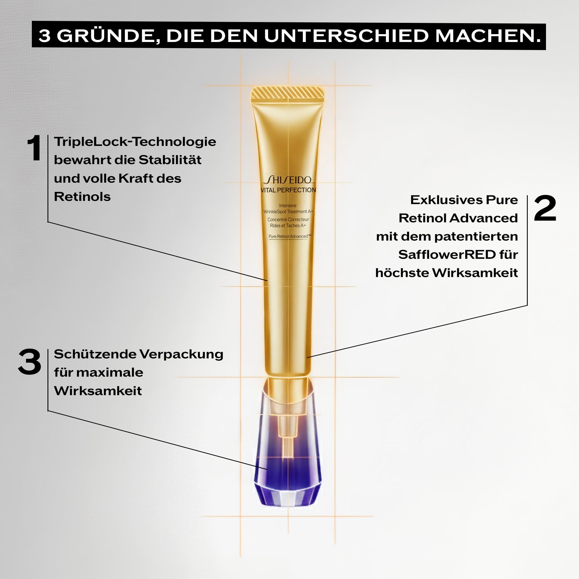 Shiseido Vital Perfection Intensive WrinkleSpot Treatment A+ 20 ml | Anti-Falten-Pflege, Retinol für Gesicht & Hals, Anti Aging gegen Pigmentflecken und Tiefe Falten, Japanische Hautpflege