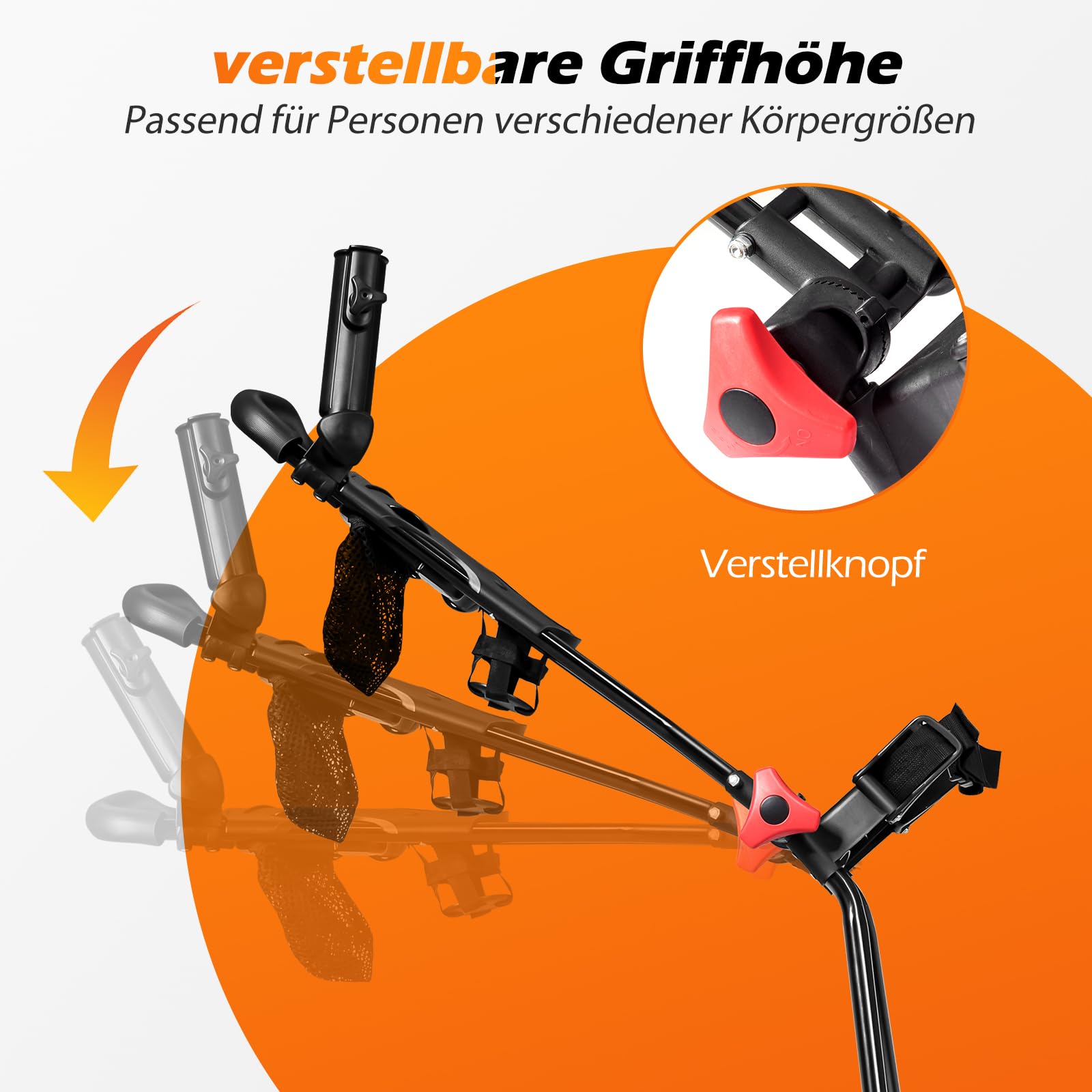 GYMAX Golftrolley faltbar, Golfwagen 3 Rad mit Scorekartenhalter, Getränkehalter & Regenschirmhalter, Golf Push Cart mit verstellbarem Griff aus Eisen, Schwarz