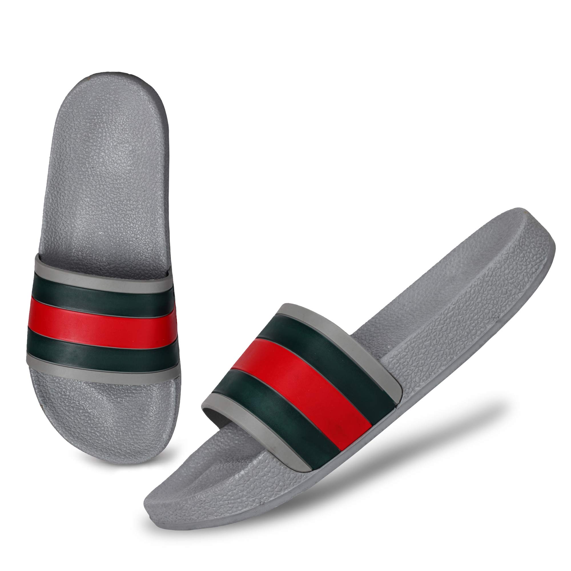 BLACKBEATLE Mens Striped Flip Flops, Grey, 44(Euro) (B08HZ756NF) Amazon Price History, Amazon Price Tracker