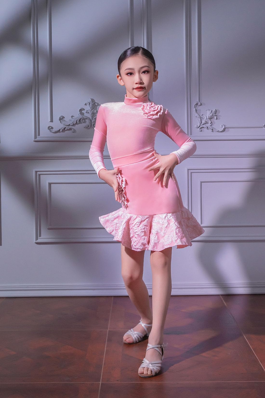 Vestido de Baile Latino para niñas, Vestido de Terciopelo para salón de Baile Salsa Samba Tango Baile Latino Fiesta de Baile Disfraz Carnaval