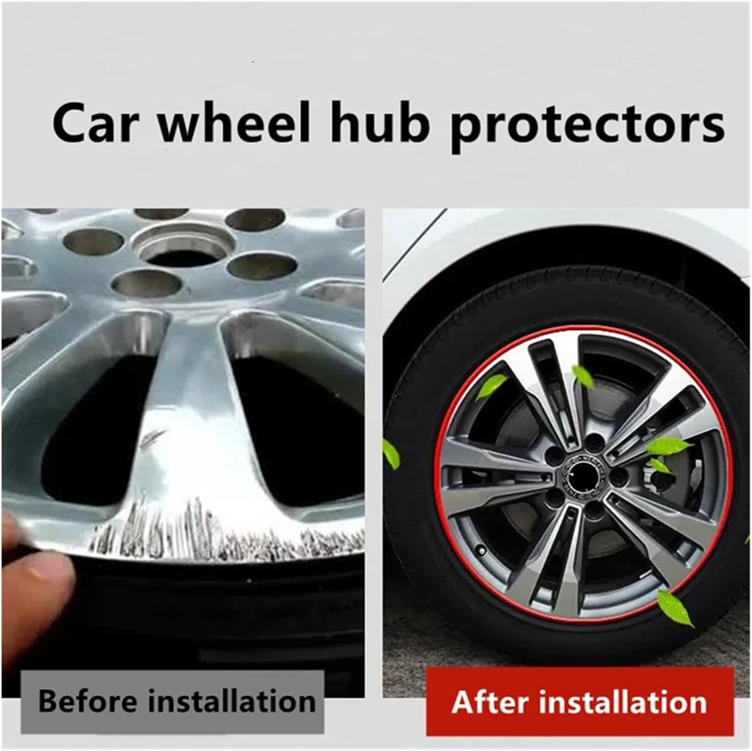 Nylon Material Car wheel hub anti-collision and anti-scratch nylon hard protective ring trolley tire protection(Orange,20)