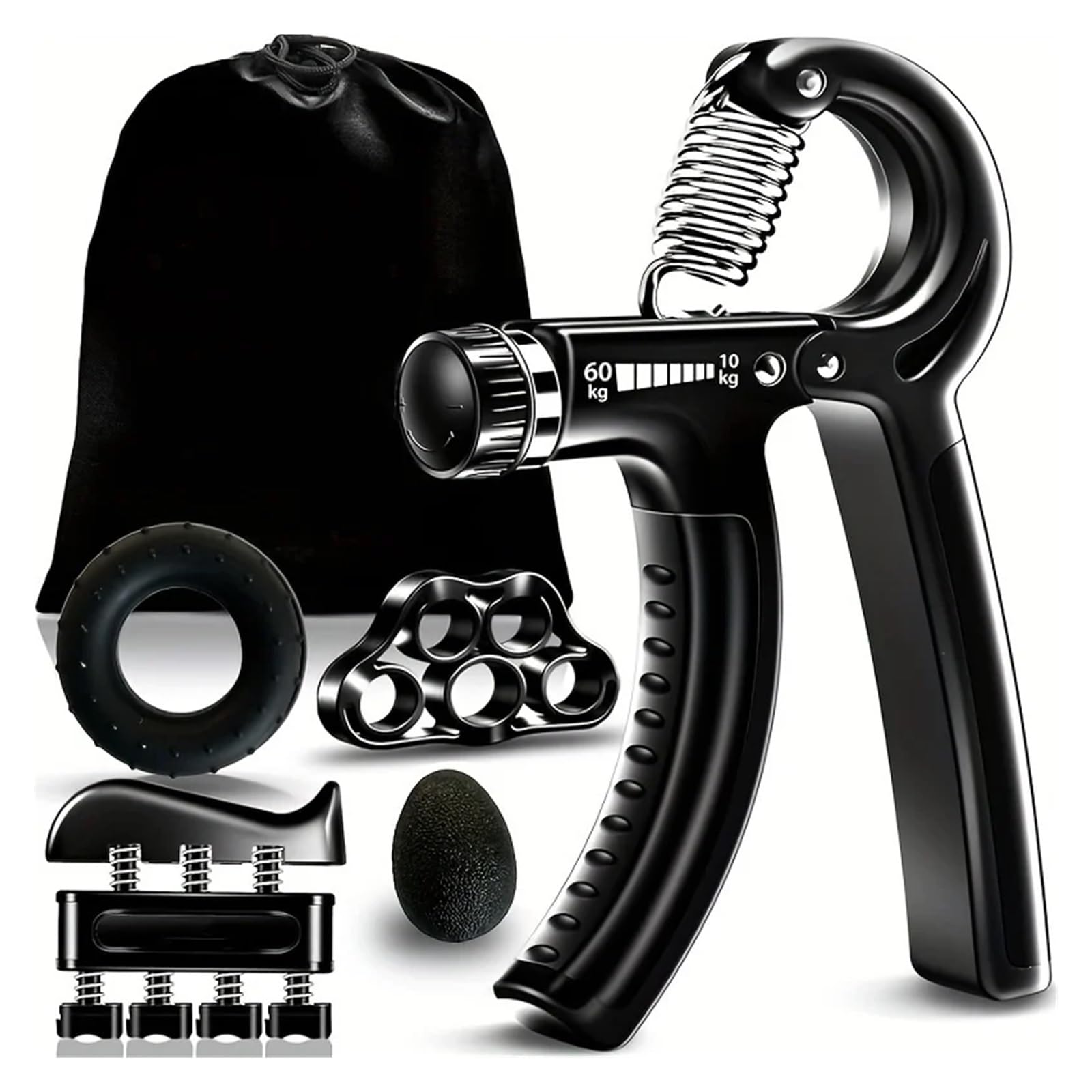 Urządzenie do treningu siły chwytu, 5 sztuk sprzętu, trening rehabilitacyjny(Black)