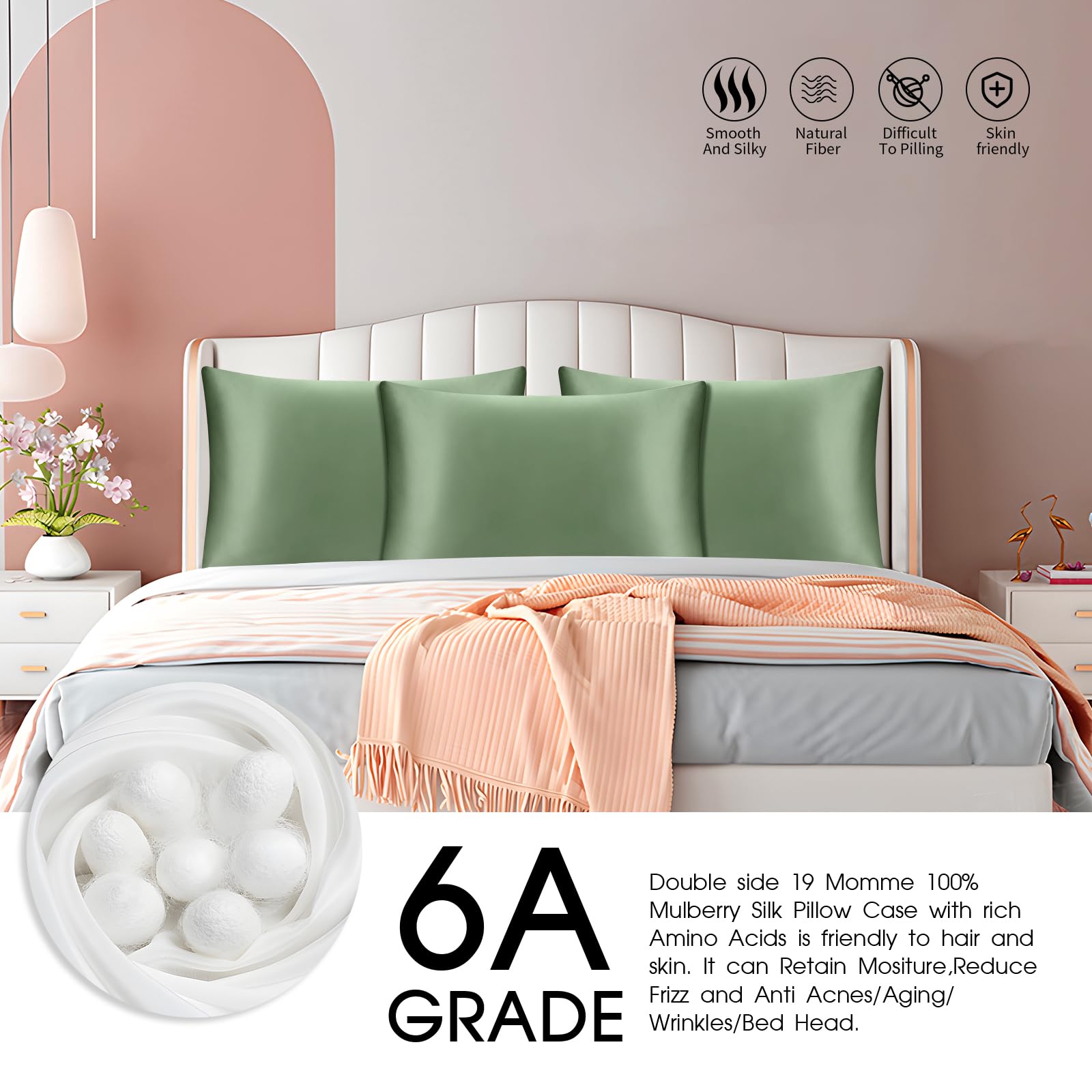 SILKTALE 100% 19MM Mulberry Silk Toddler/Travel Pillowcase, Small Silk Pillow Case for Kids/Baby with Hidden Zipper 1pc - Image 4