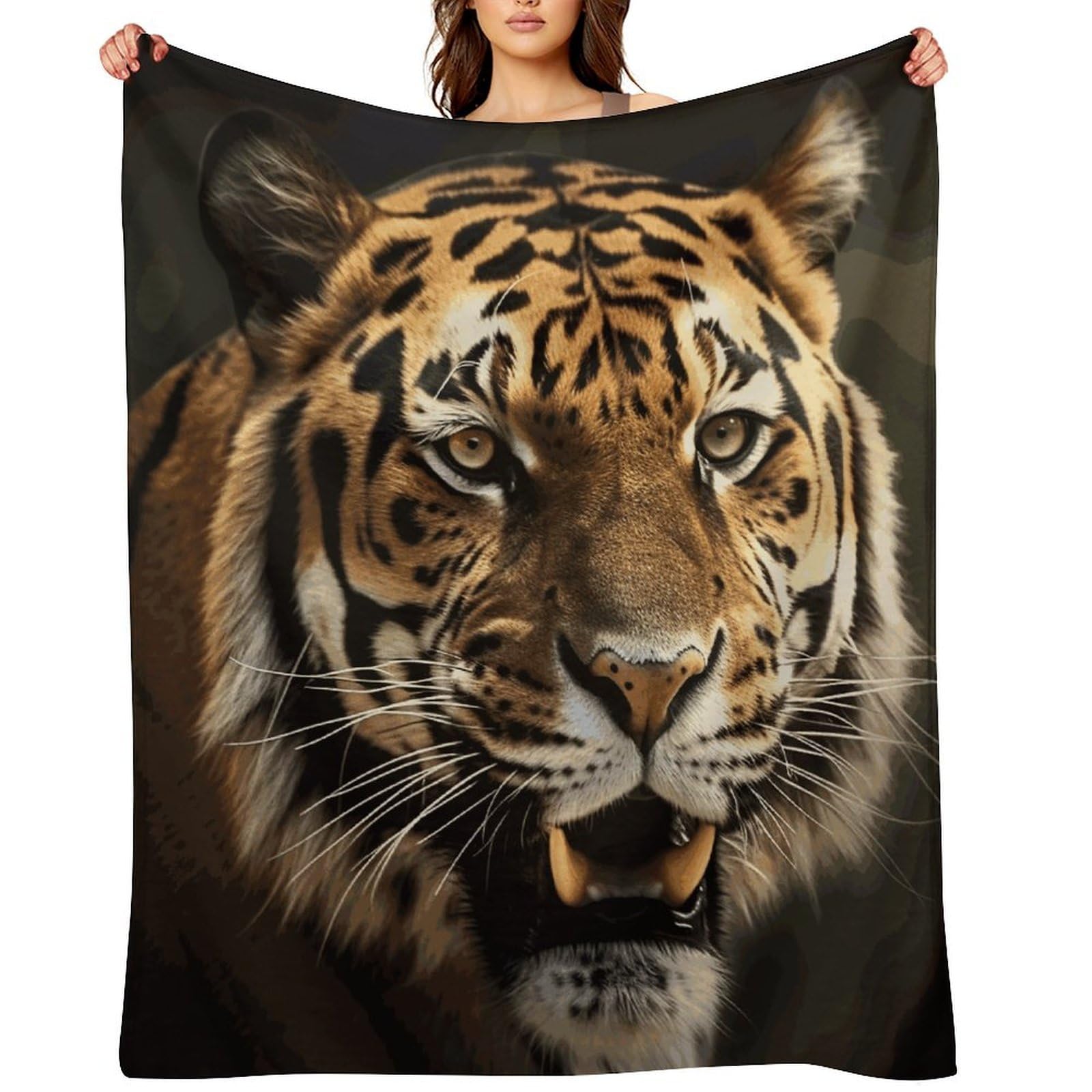Tiger Blankets Flannel Soft Blanket for Couch Warm Cozy Throw Blankets Fashion Bed Blanket Thick Bath Towel Bedspread Tapestry for Home Supplies Gift 30"x40"