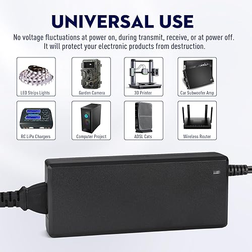 Miniatura 25 de Facmogu Adaptador de alimentación de 60 W 12 V 5 A CA/CC, fuente de alimentación de 100-240 V CA a CC 12 V 5 A, adaptador de mesa de 12 voltios y 5