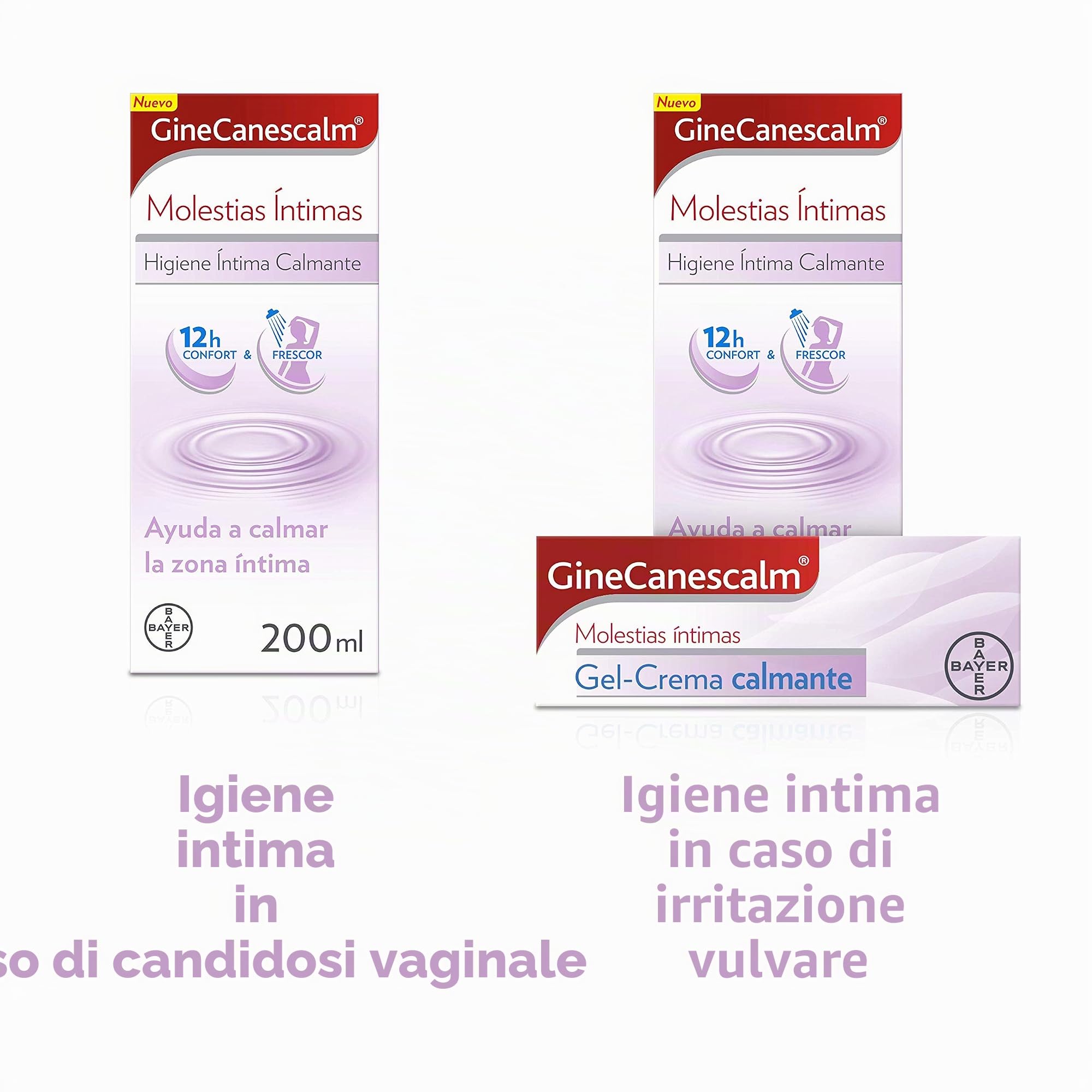 Ginecanesten - GineCanescalm Molestias Íntimas Gel Higiene Íntima Calmante en la Candidiasis Vaginal e Irritación Vulvar, Ayuda a Calmar la Zona Íntima, 200 ml