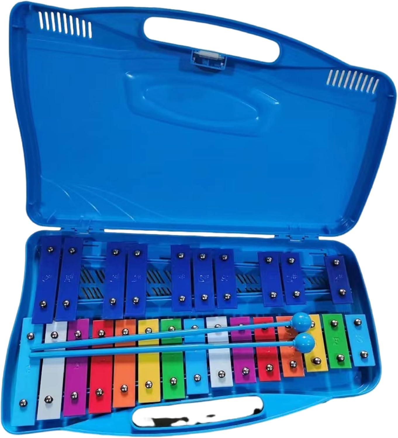 Kids Xylophone Toy, 25 Note Colorful Metal Keys Glockenspiel with Case & Two Percussion Mallets Xylophone for Beginners Music Teaching Kids 4+ Years Old, Blue.