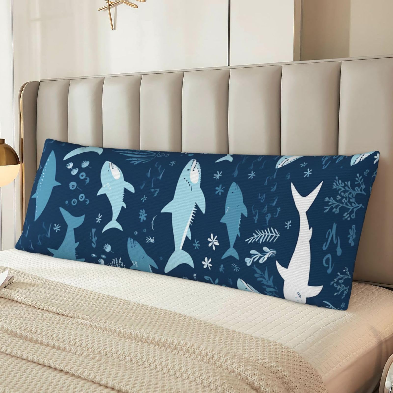 Sharks Body Pillow Case Cover, Microfiber Long Pillow Cases, Ultra Soft and Cozy Plush Body Pillowcase Decorative Long Bed Pillow Cover for Sleeping 20x54 Inches