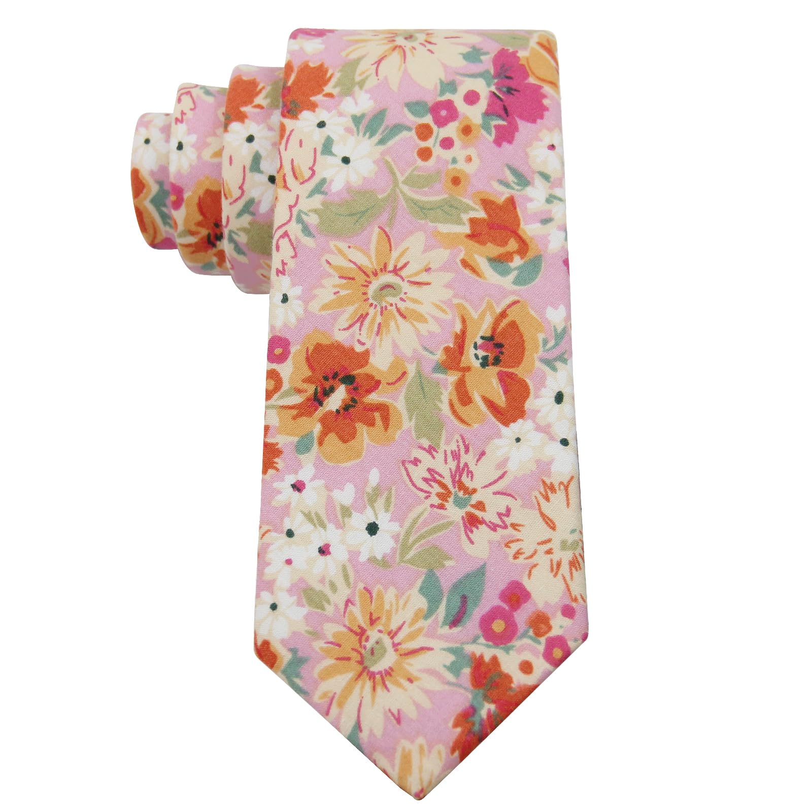 Mantieqingway Floral Ties for Men Skinny Cotton Tie Flower Necktie