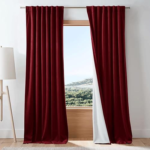 Miniatura 3 de NICETOWN Cortina y cortina de terciopelo rojo para telón de fondo de cine, decoración elegante del hogar, protege la privacidad, aísla el calor del