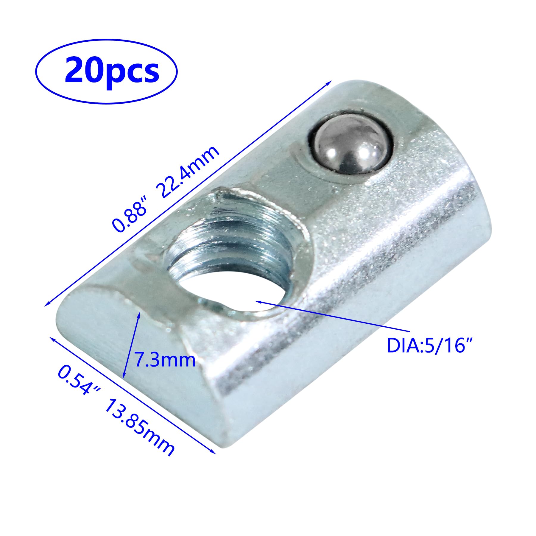 T-Slot Nuts - Steel Roll with Ball Spring -4