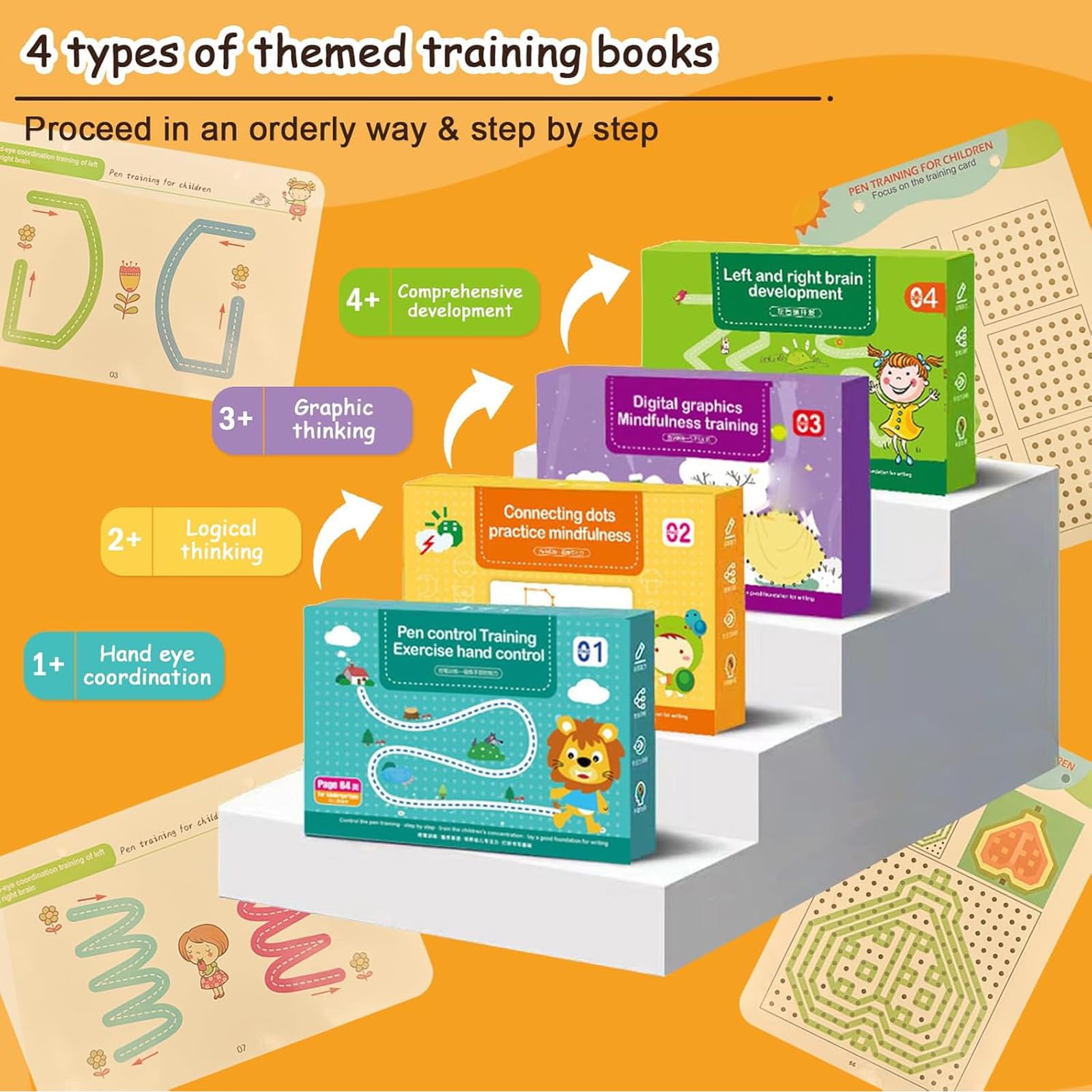 4PCS Scribble Smart Workbook,Reusable Preschool Workbook,Pencil Control Handwriting Practice Enhance Early Childhood Education with Hands-On Learning Activities - Image 3