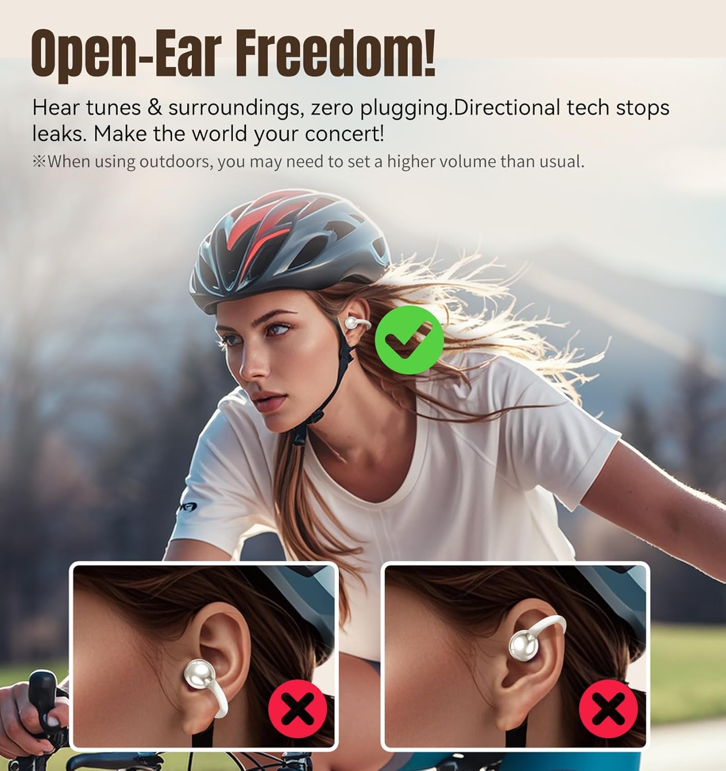 King Lucky Clip-On Earbuds Gen 3, Open-Ear Wireless Bluetooth 6.0 Headphones with Mic, Secure Fit for Small Ears & Glasses Wearers, 50H Playtime, ENC, IPX5 Waterproof Sport Ear Buds (Light White) - Image 8