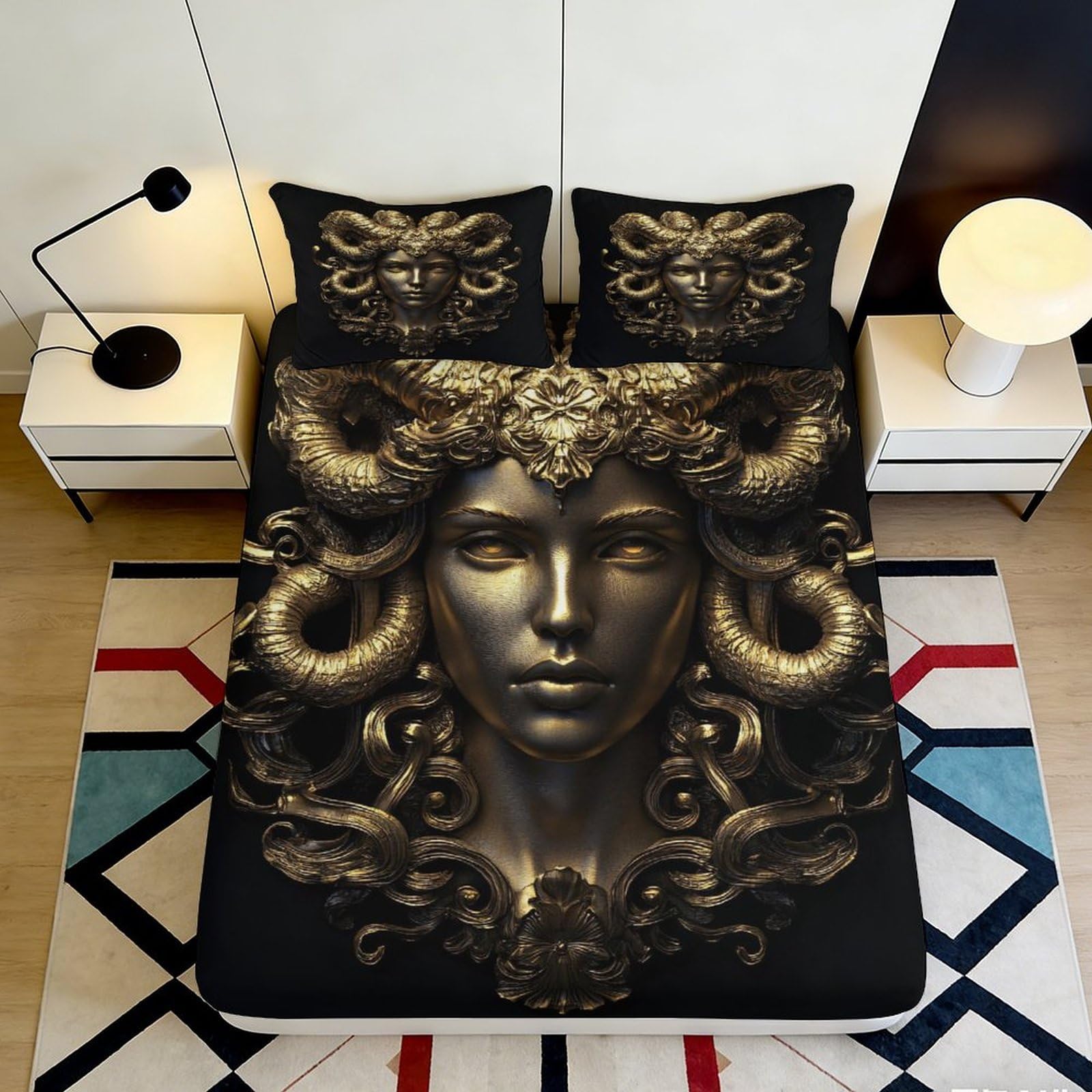 3D Printed Baroque Dragon Fitted Sheet Microfiber Ornate Tentacle Mattress Cover for Bedroom Dorm Decor 90x200x25cm