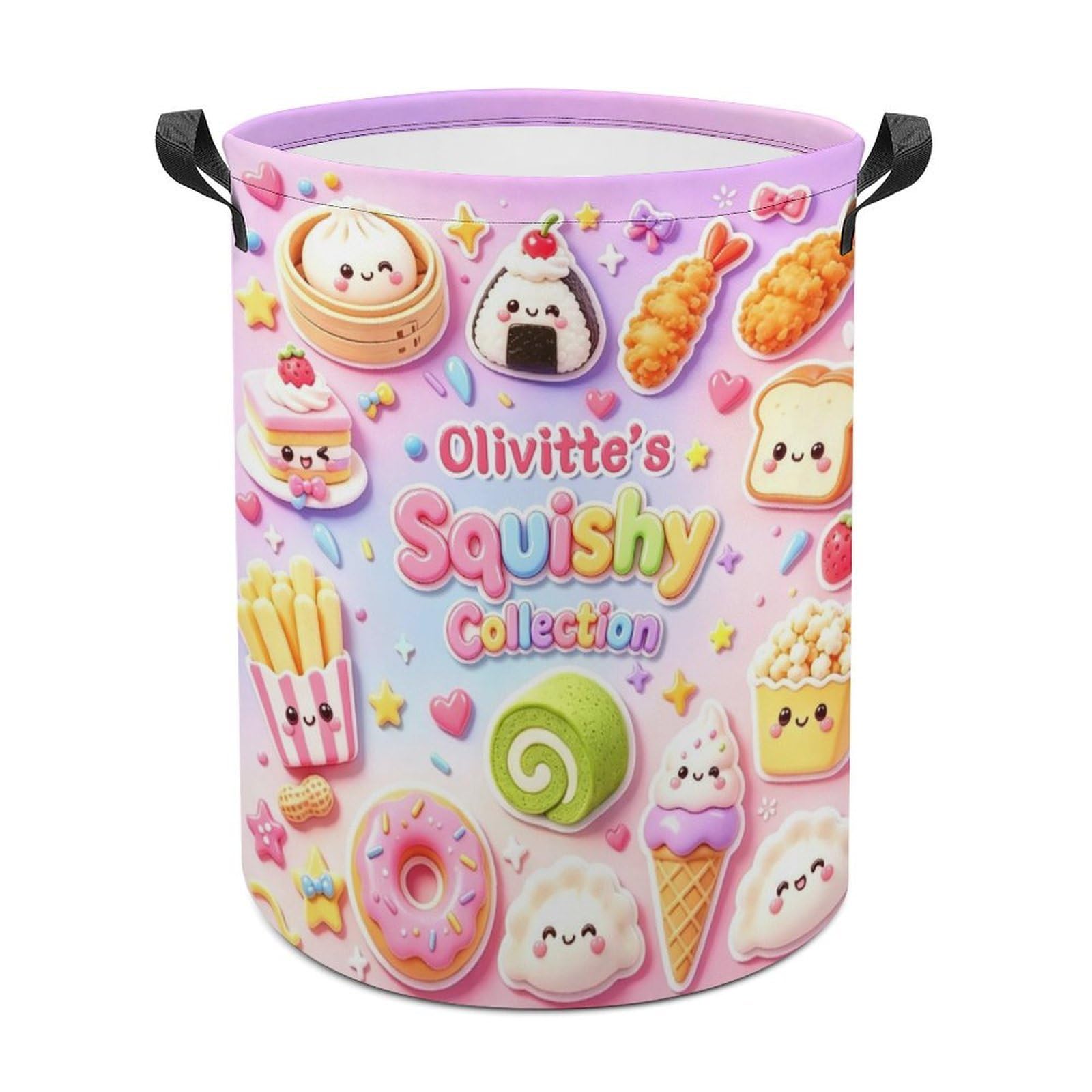 Personalized Dumpling Squishy Collection Laundry Basket, Custom Name Cute Dumpling Squishy Laundry Hampers Dirty Clothes Basket Collection Storage Organizer Room Decor Birthday Gifts