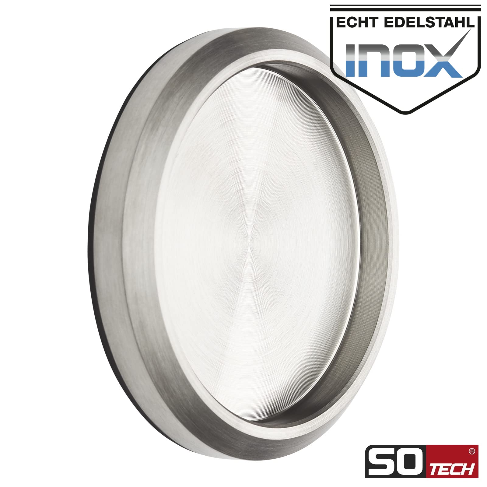 SOTECH 2 Stück Schiebetürgriffe MILA Griff-Ø: 58 mm selbstklebend mit 3M Klebepad Möbelgriffe echt Edelstahl Griffmuschel für Glas-Türen & Zimmertüren Muschelgriffe zum Aufkleben Glastürgriffe