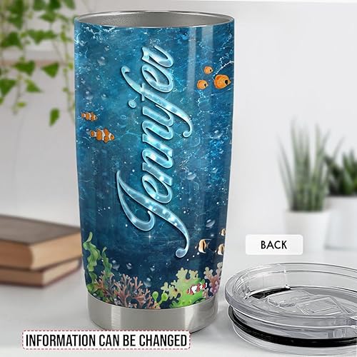 Miniatura 2 de SANDJEST Vaso personalizado de tortuga marina de 20 onzas, 30 onzas, vasos aislados con tapa, taza de viaje de café para mujeres y niñas, regalos de