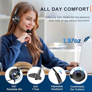 Callez Computer Headset with Mic Noise Cancelling for Laptop Tablet iPhone