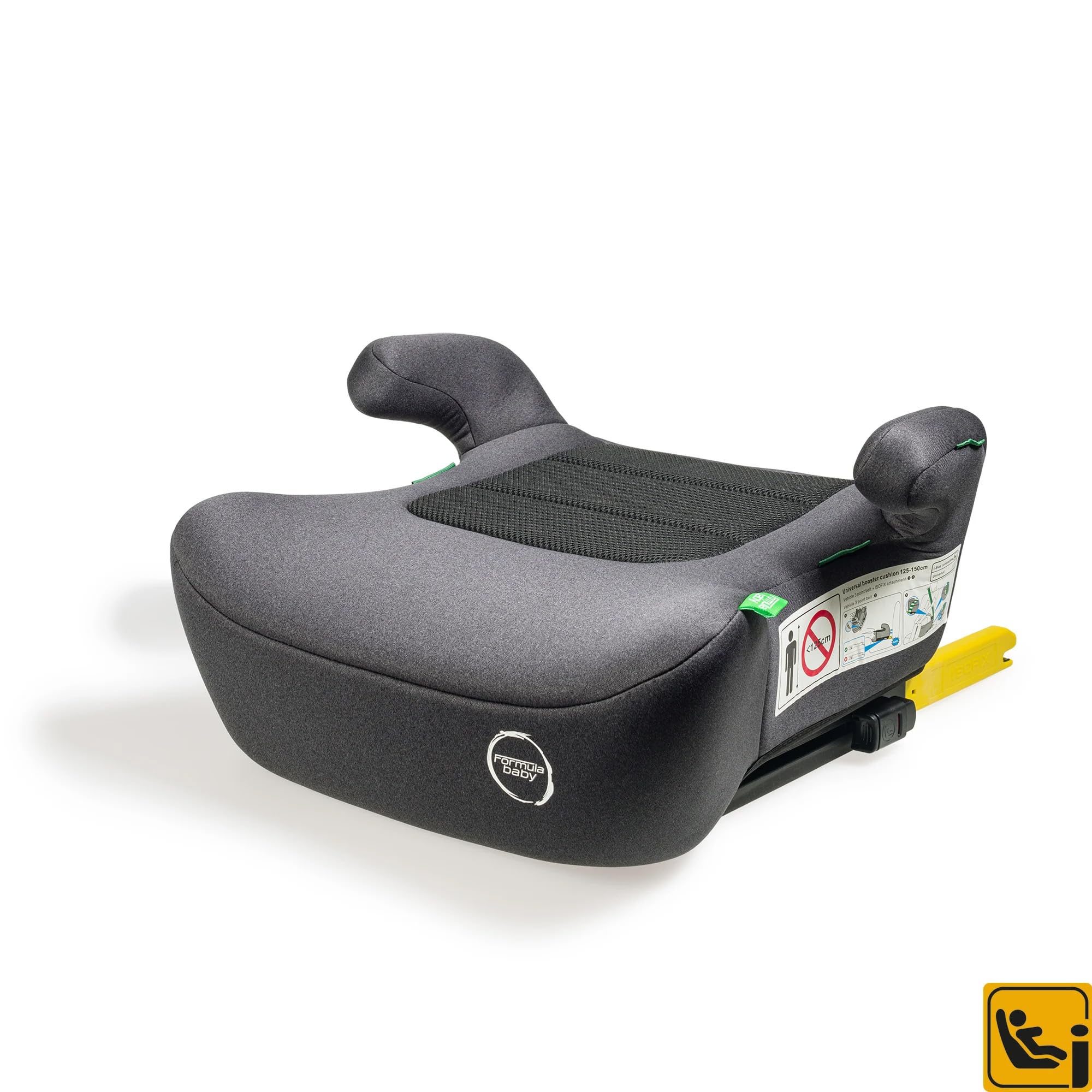 FORMULA BABY Siège auto réhausseur Salsafix | 6-12 ans | Léger | Facile à installer | Ventilé | Ceinture ou combinaison Isofix | Gris