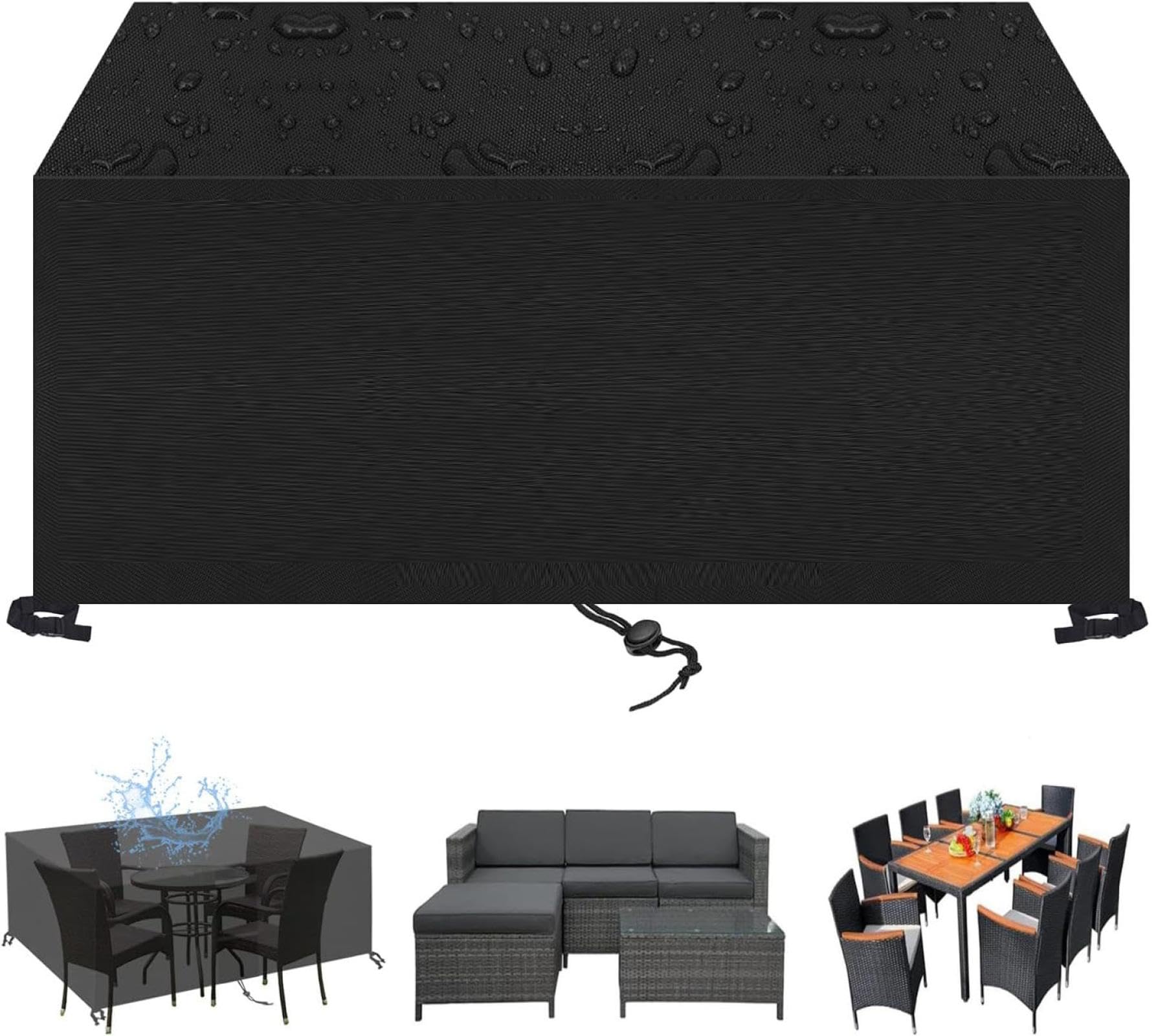 PDSYCB Outdoor Garden Furniture Covers, 600D Waterproof Oxford Fabric Tear-resistant Cover for Garden Furniture, Large Patio Furniture Covers Rectangular, for Chair and Table 115x115x115cm/LxWxH