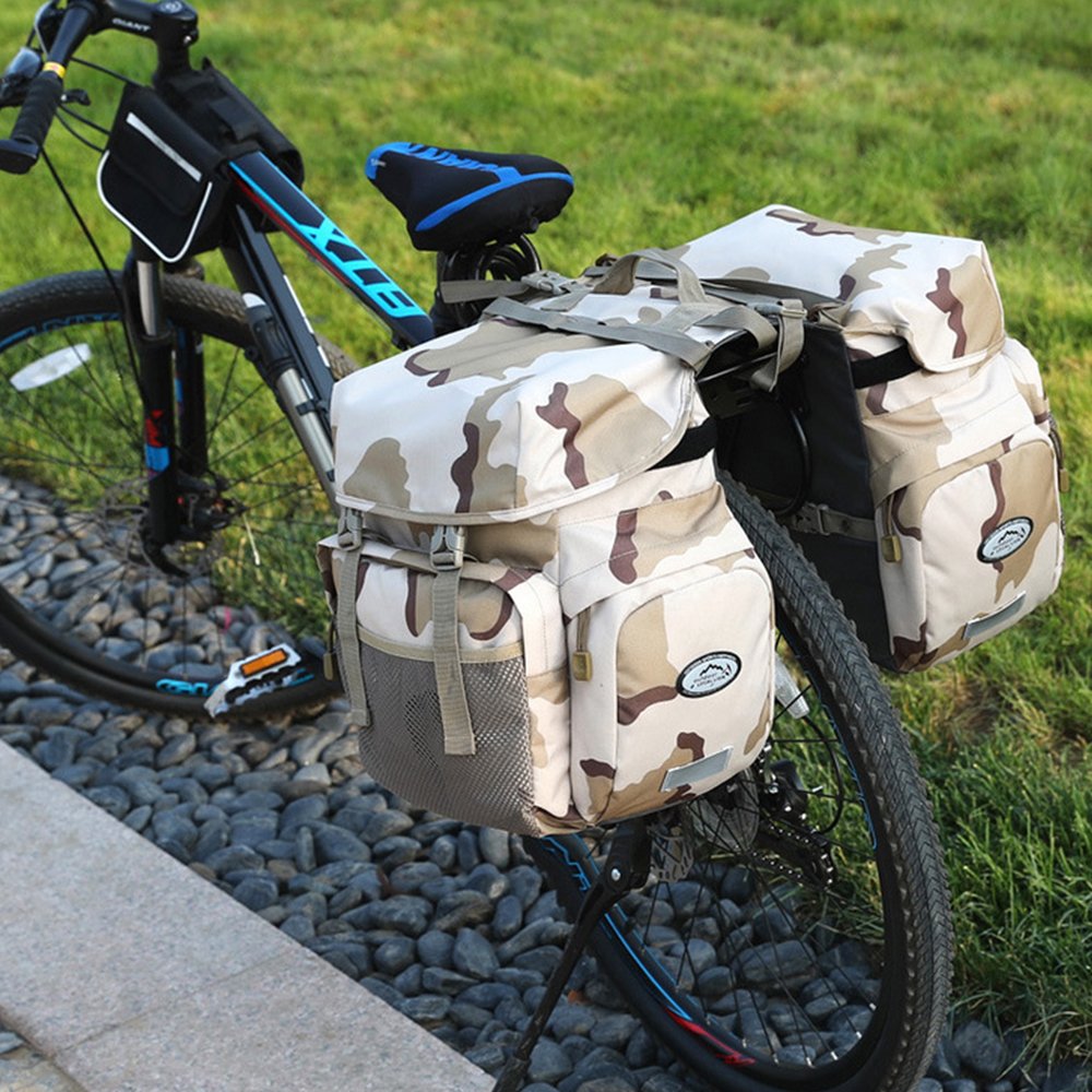 Torby rowerowe o pojemności 50 l, wodoodporne sakwy rowerowe wykonane z poliestru 600D o wysokiej gęstości, do długotrwałego użytkowania, torba na siodełko rowerowe jest wyposażona w odblaskowe