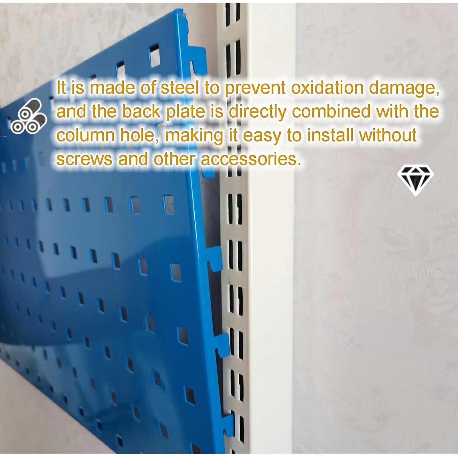 Stecktafel aus Holz, an der Wand montierter Stecktafelhaken, Aufbewahrungsbehälter und Paneel-Set, DIY-Wandhalterung zur Garagenaufbewahrung für Werkzeuge, Teile und Bastel-Organizer (blau,