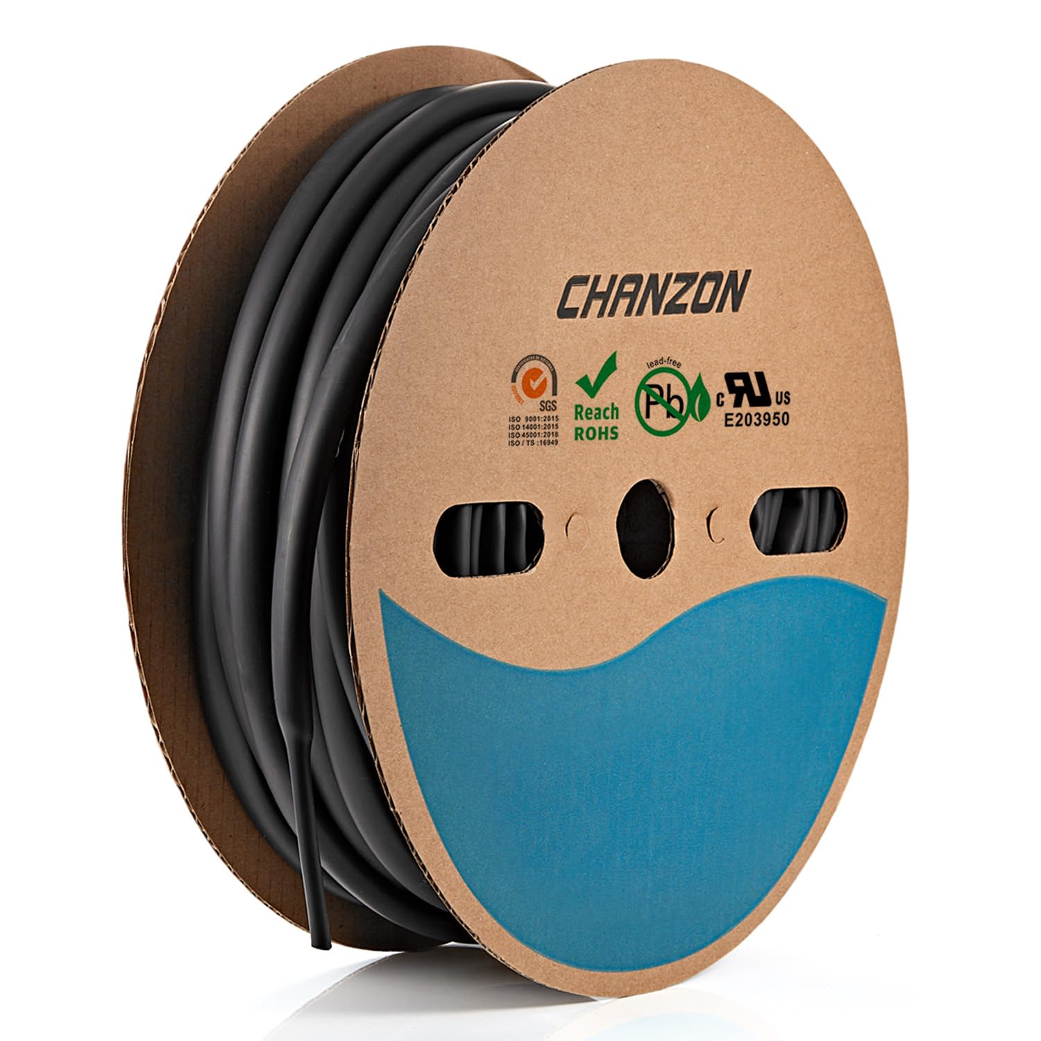 Chanzon 3:1 Ratio - 80ft Roll - Heat Shrink Tubing 1/4" (6.4mm) - Marine Grade Waterproof Adhesive Lined - (25M Total Length) Black Polyolefin Sleeving Wrap Shrinking 3 to 1 Ratio 1pcs