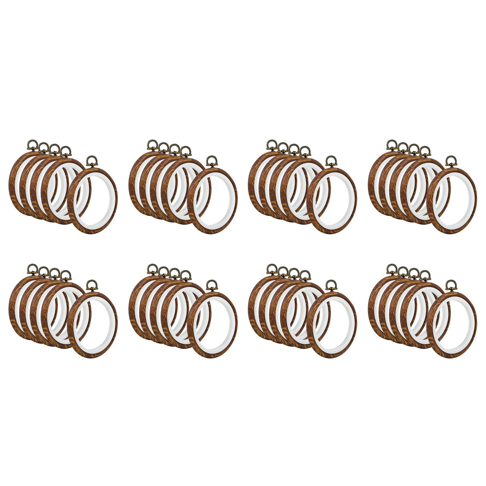 Hndhbfgrt 40Pcs Embroidery Hoops Imitated Wood Embroidery Circle Round Display Frame Circle for Art Craft Sewing and Hanging