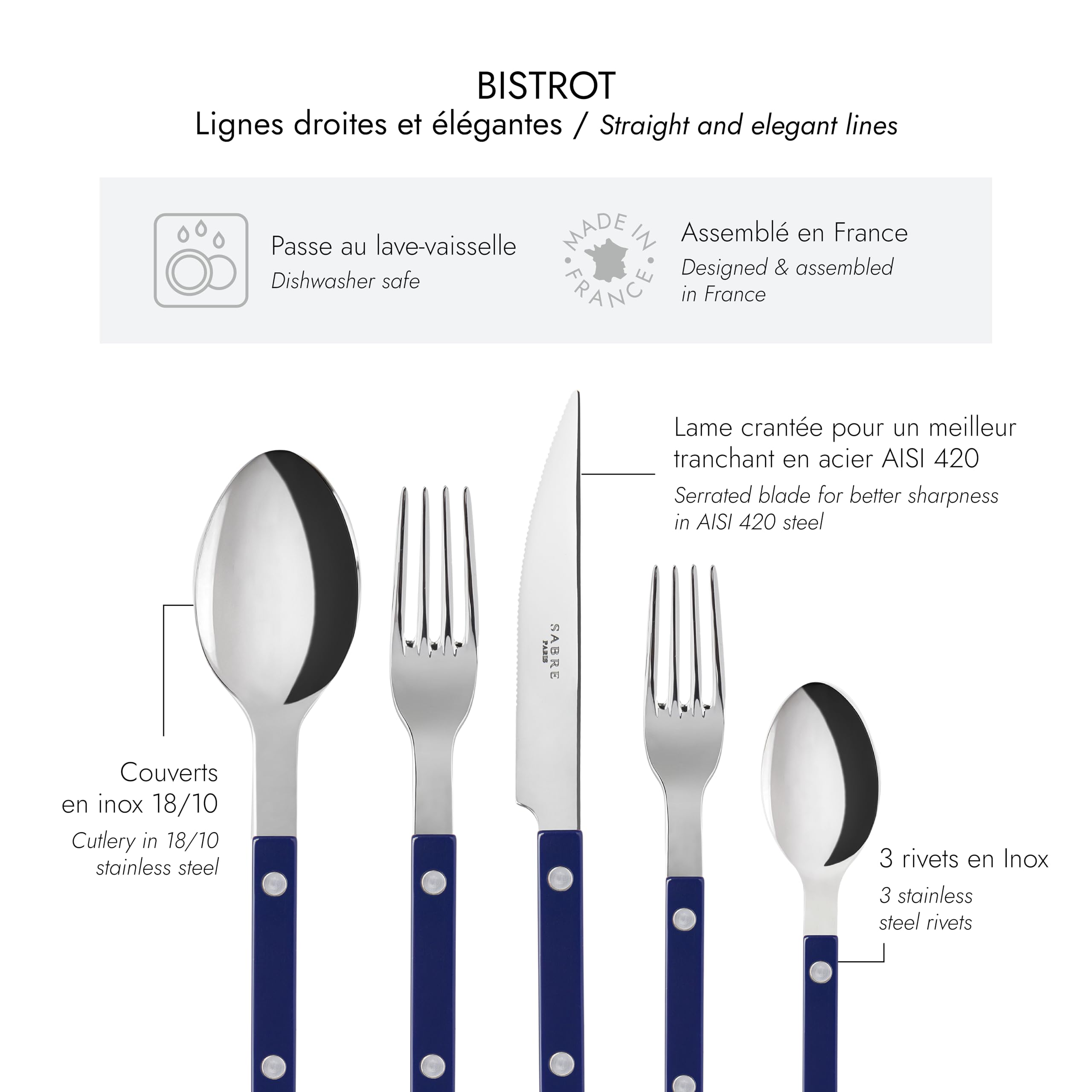 Amazon.com | SABRE PARIS - 5-Piece Flatware Set - Bistrot