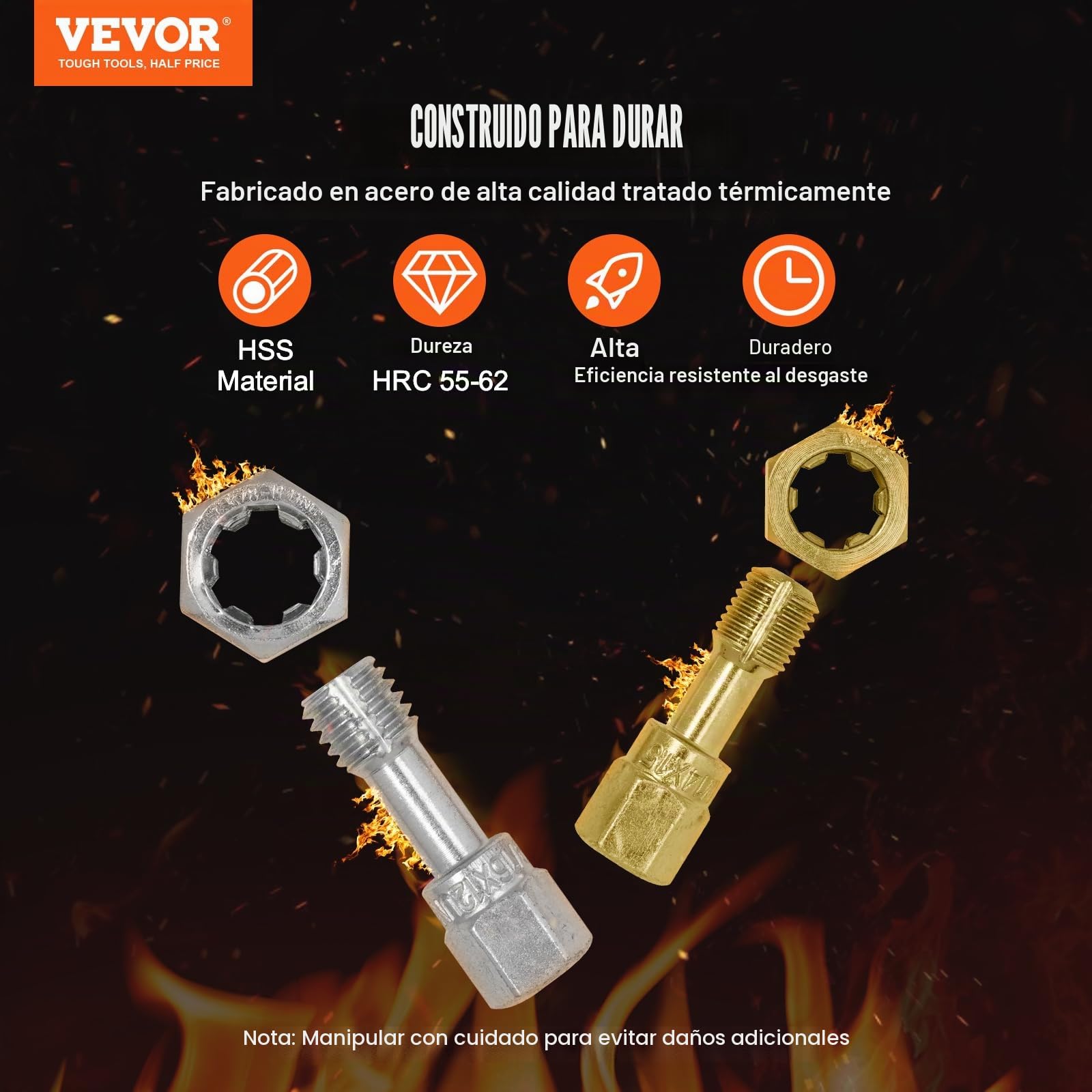 VEVOR Kit de Reparación de Roscas Métricas UNC y UNF 61 Piezas Restaurador de Roscas Métricas con 28 Machos de Roscar, 28 Terrajas, 3 Limas de Rosca Acero Tratado Térmicamente para Mecánicos